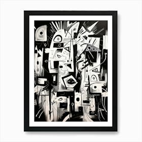 Emotions Abstract Black And White 3 Art Print