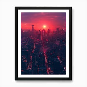 Sunset In New York City 2 Art Print