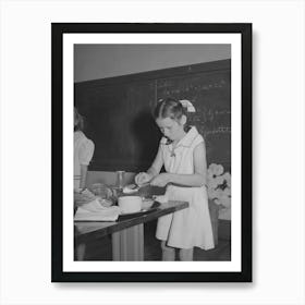 Schoolgirl Demonstrating Cooking Methods At The 4 H Club Spring Fair, Adrian, Oregon By Russell Lee Art Print