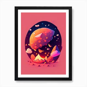 Meteor Kawaii Kids Space Art Print
