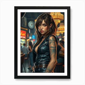 Tattooed Girl in The City Art Print