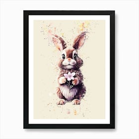 Bunny With Flowers Art Print