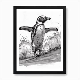 African Penguin Hauling Out Of The Water 4 Art Print