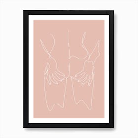 Hot Girl Nude Line Pink Art Print