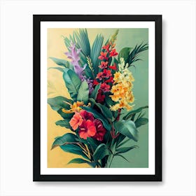 Tropical Flowers In A Vase Art Print