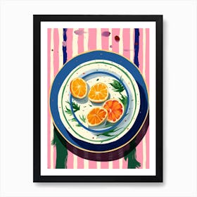 A Plate Of Peaches, Top View Food Illustration 1 Art Print