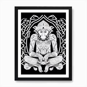 Thinker Monkey Tribal Illustration 5 Art Print