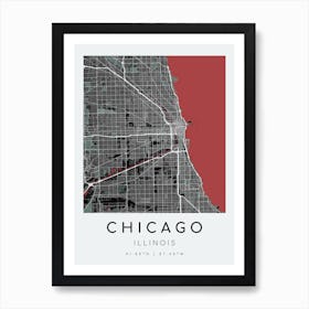 Chicago Map Print - Caravage style Art Print