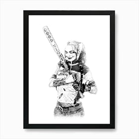 Margot Robbie Harley Quinn Pencil Art Print