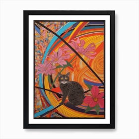 Paradise With A Cat 1 Abstract Expressionist Art Print