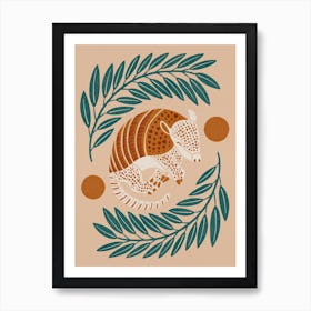 Armadillo   Burnt Orange And Green Art Print