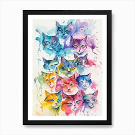 Colorful Cats Art Print