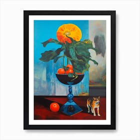 Anthurium With A Cat3 Dali Surrealism Style Art Print