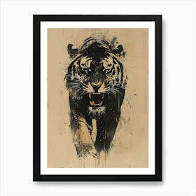 Badass Angry Tiger Ink Painting Art Print