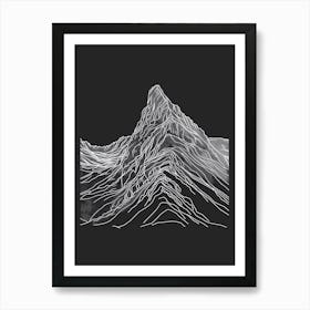 Goat Fell Mountain Line Drawing 2 Art Print