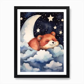 Baby Red Panda 2 Sleeping In The Clouds Art Print