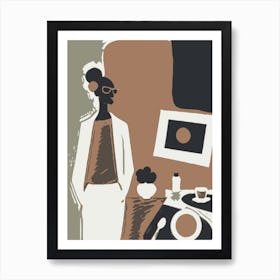 Chic Beautiful Bold Strong Black Woman Abstract Brown Art Print
