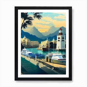 Port Of Muscat Oman Vintage Poster harbour Art Print