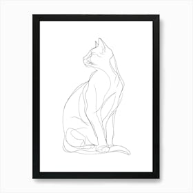 Cat Drawing Monoline Artistic Minimalist 1 Art Print