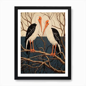 Art Nouveau Birds Poster Stork Art Print