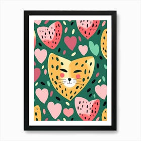 Dotty Leopard In The Shape Of A Heart Art Print