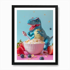 Toy Dinosaur With A Smoothie & Fruits 1 Art Print