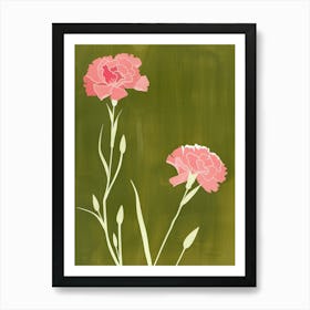 Pink & Green Carnation 4 Art Print