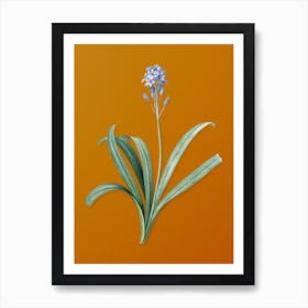 Vintage Spanish Bluebell Botanical on Sunset Orange n.0780 Art Print