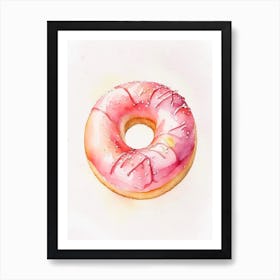 Strawberry Frosted Donut Cute Neon 1 Art Print