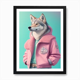 Wolf Wearing Jacket Art Print