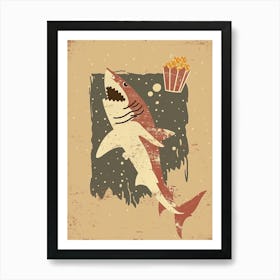 Shark & Popcorn Muted Pastels Art Print