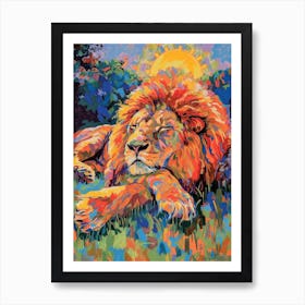 Transvaal Lion Resting In The Sun Fauvist Painting 2 Art Print