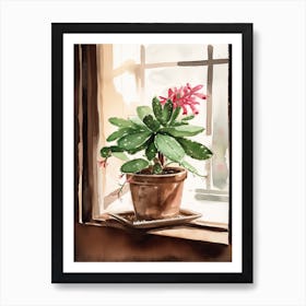 Christmas Cactus Window 1 Art Print