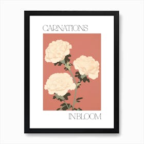 Carnations In Bloom Flowers Bold Illustration 4 Art Print