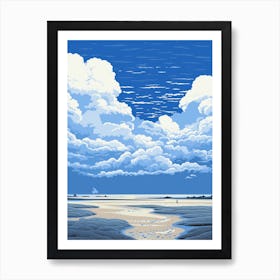 A Screen Print Of Holkham Bay Beach Norfolk 1 Art Print