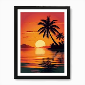 Sunset With Palm Trees 4 Art Print