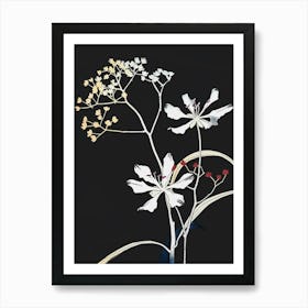 Neon Flowers On Black Babys Breath 7 Art Print