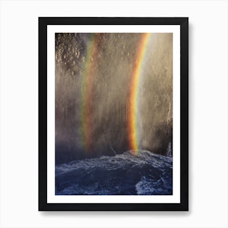 Double Rainbow At Waterfall Art Print
