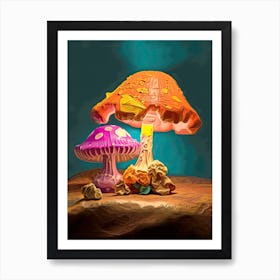 Mushrooms Oil Painting Art Print