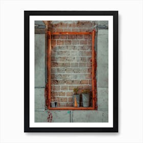 Window Sealed With Red Bricks In An Abandoned Building 2 Art Print