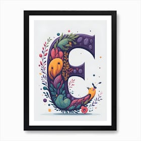 Colorful Letter E Illustration 28 Art Print