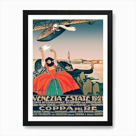 Venice, Italy, Vintage Aviation Poster Art Print