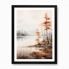 Lake In The Woods In Autumn, Painting 55 Art Print