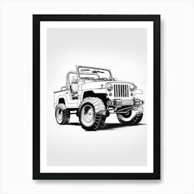 Jeep Wrangler Line Drawing 20 Art Print