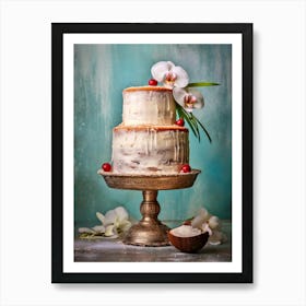 Wedding Cake On A Cake Stand sweet food Art Print