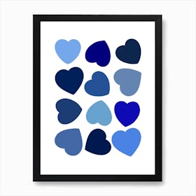 Blue Hearts Art Print