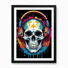 Skull With Headphones Pop Art (6) Art Print