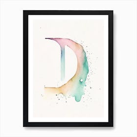 D, Letter, Alphabet Minimalist Watercolour 1 Art Print
