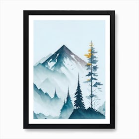 Mountain And Forest In Minimalist Watercolor Vertical Composition 201 Art Print