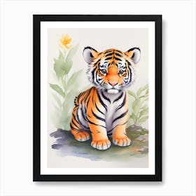 Tiger Cub Floral Art Print